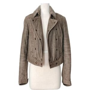 Burberry Brit Lamb Suede Shearling Double Breasted Coat US 4
